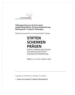 Stiften, Schenken, Prägen (Cover)